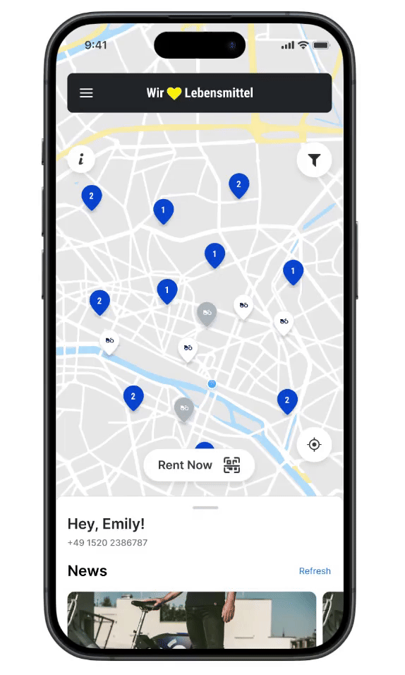 Animated Nextbike map flow showing progressive bike and station density
